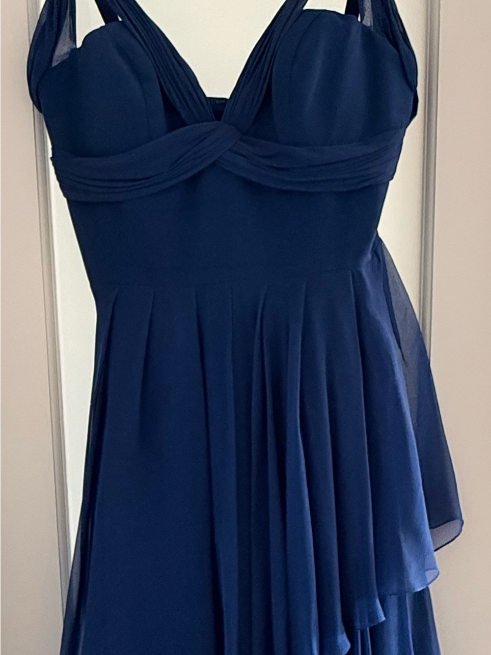Sleeveless Navy Chiffon Halter Camisole Dress